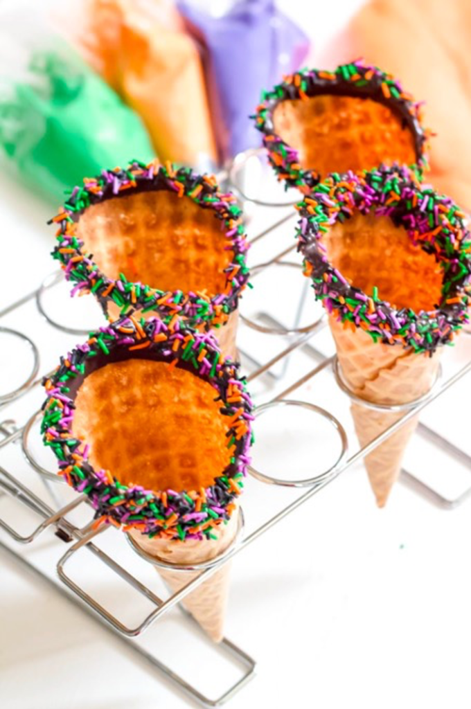 cake cones with sprinkles