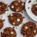 White chocolate chip cookies on plate