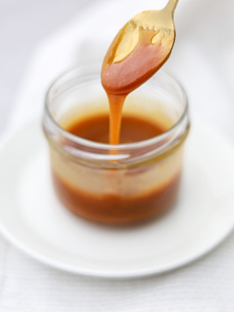 Best caramel in a jar with a spoon