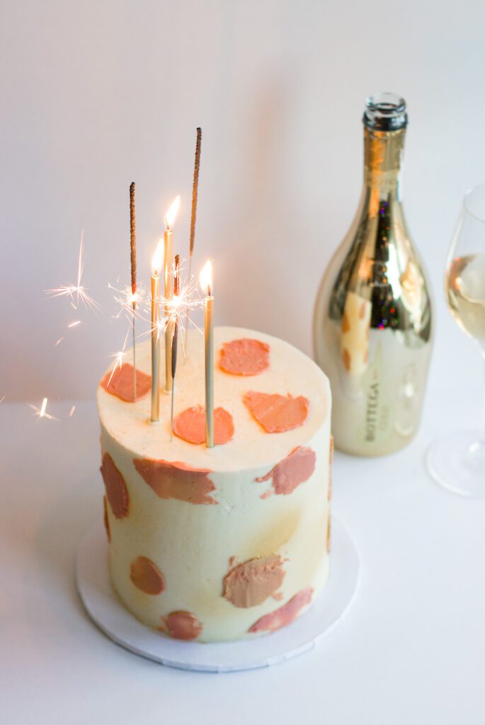 a cake with sparklers on it
