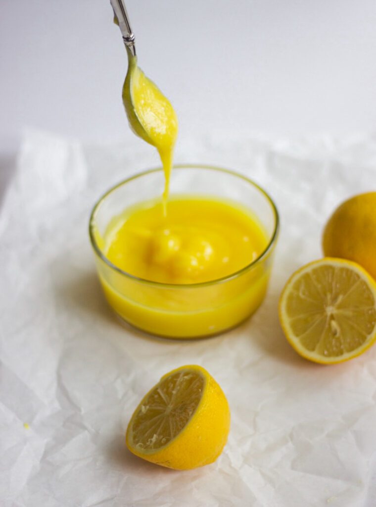 Tart lemon curd in a bowl