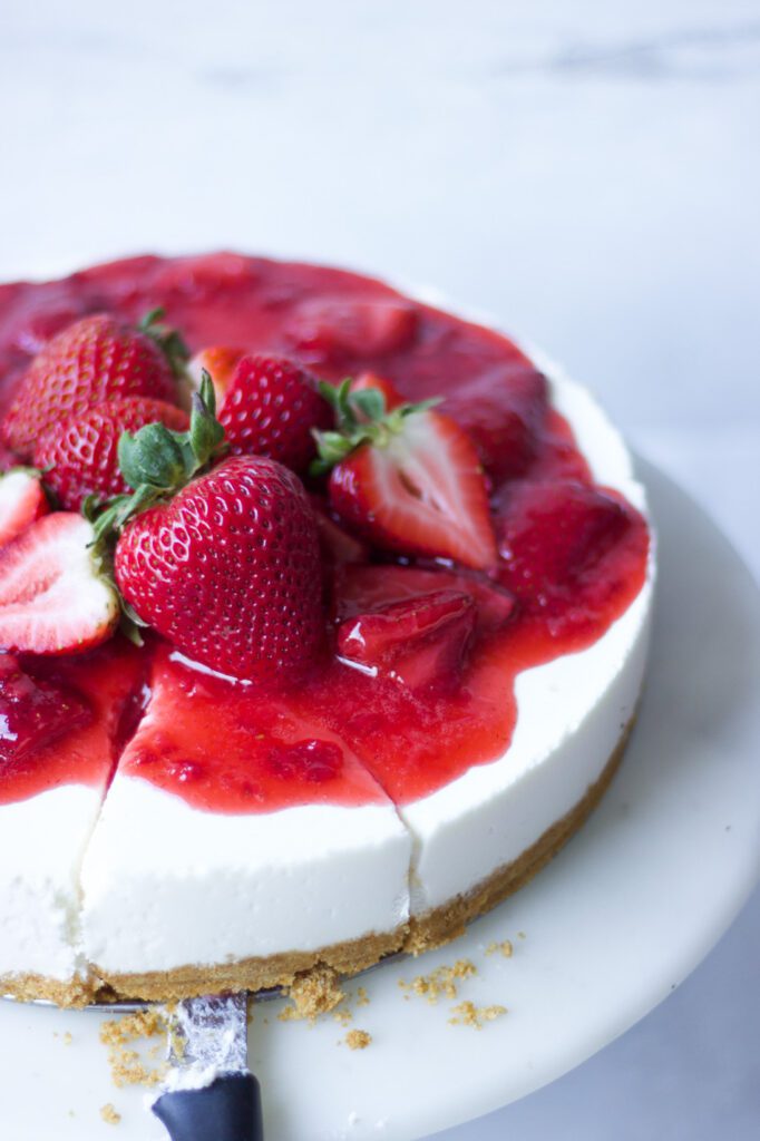 cheesecake with strawberries on top 