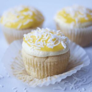 mango cupcakes with wrapper off