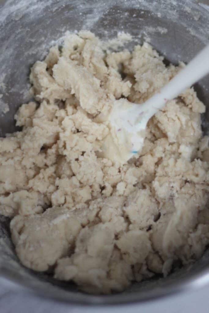 completed dough in mixer
