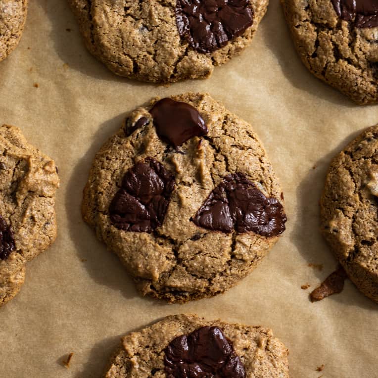vegan chai chocolate chip cookies on a pan