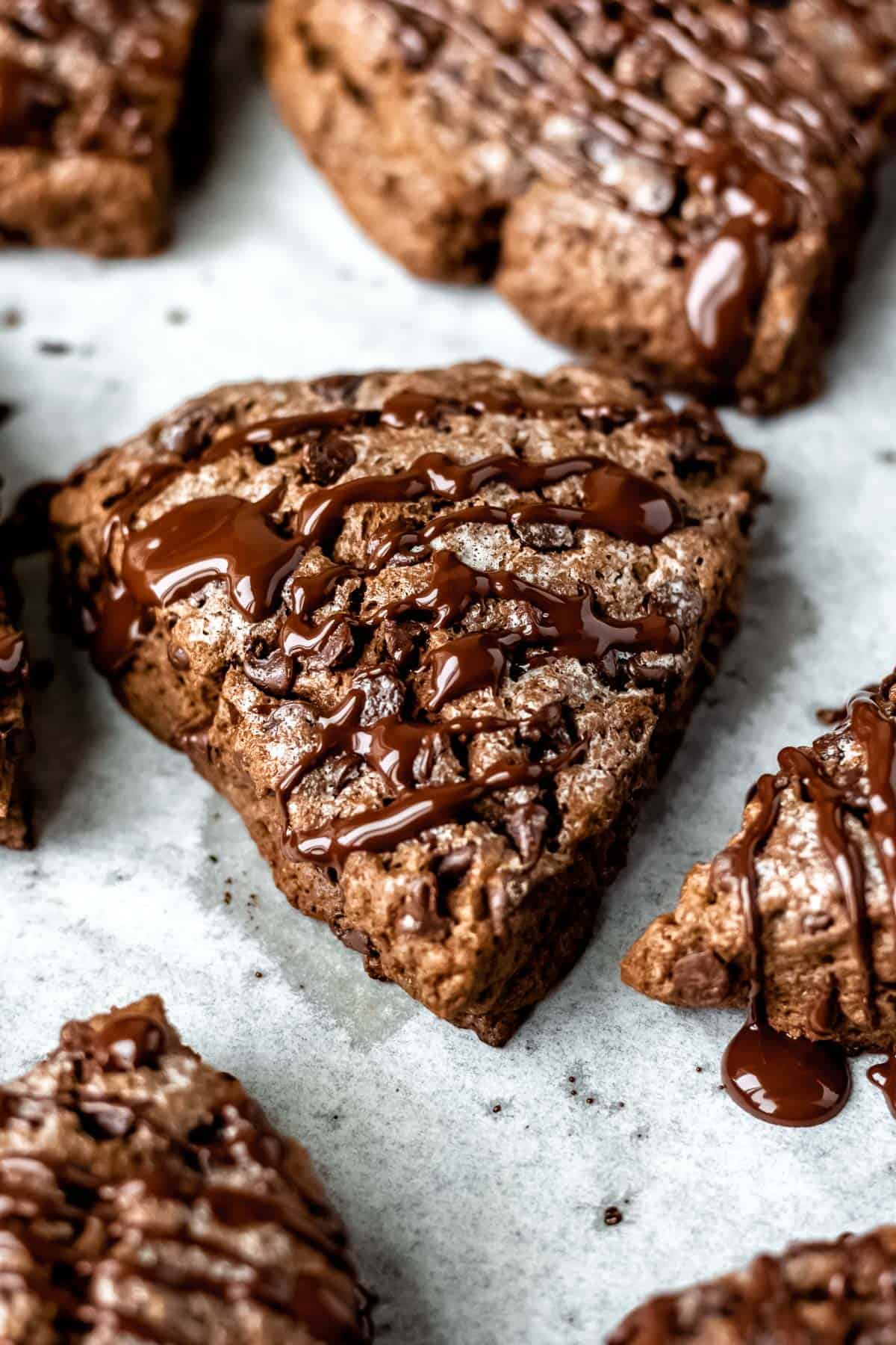 chocolate scones on parchment paper