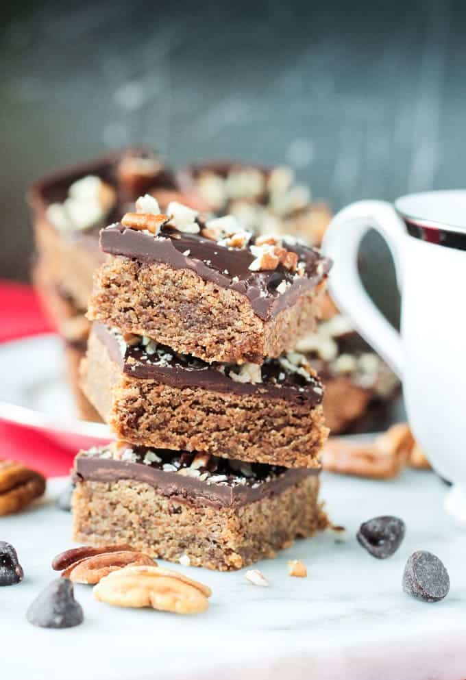 vegan toffee bars stacked