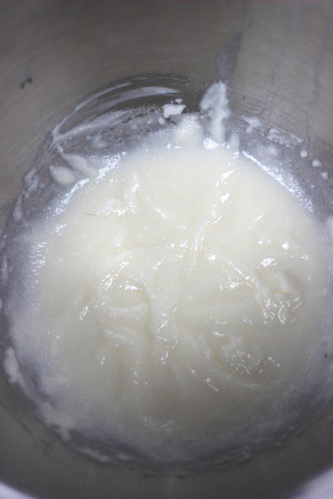 process shot of almond cupcake batter