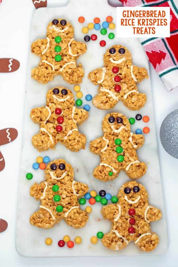gingerbread men christmas rice krispies on a plate
