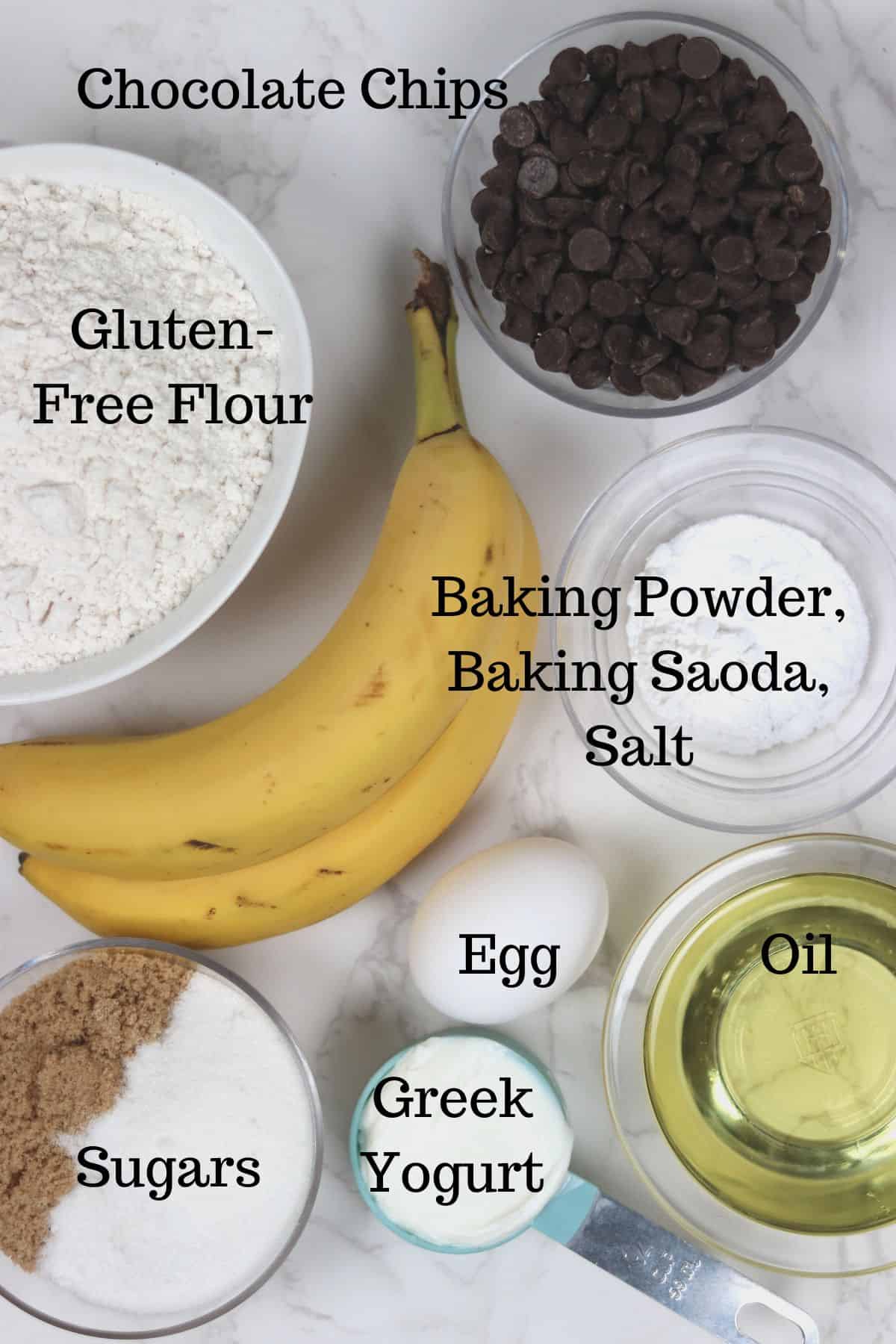 ingredients needed to make banana bread sans gluten