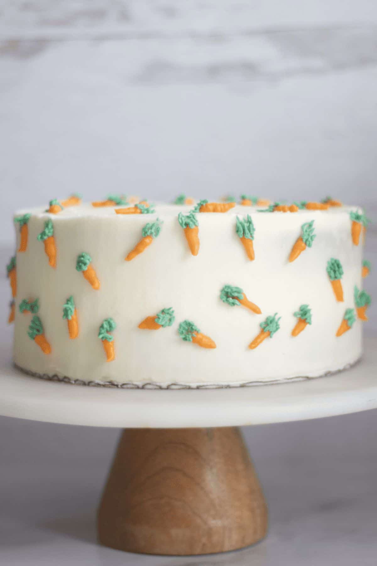 carrot cake on a cake stand