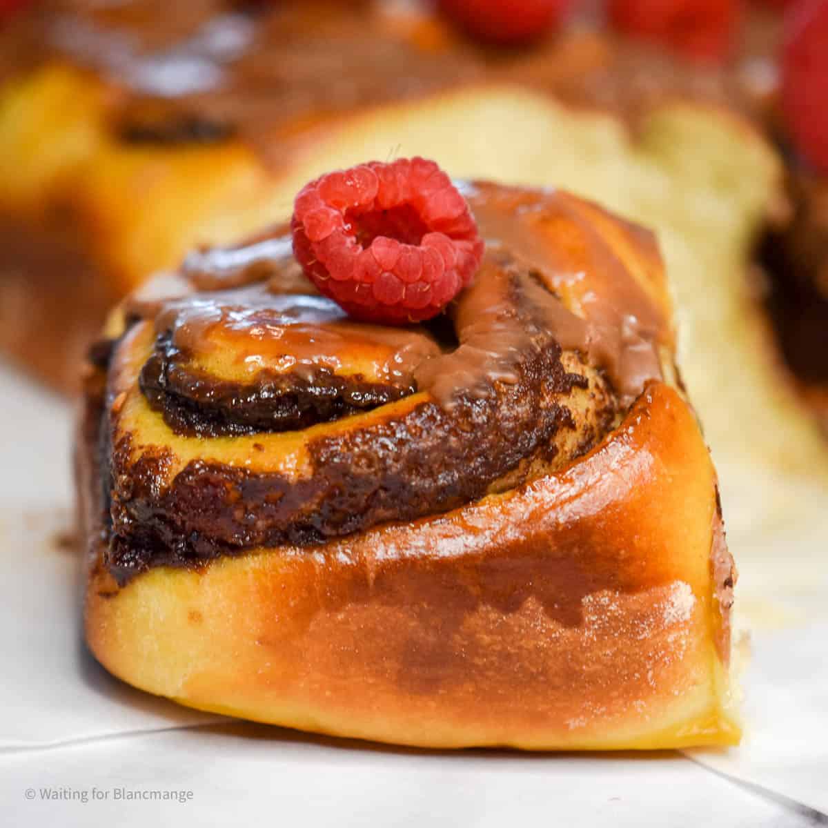 raspberry nutella roll on a counter