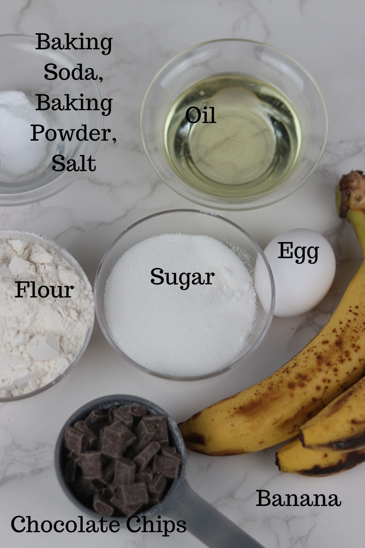 ingredients needed to make banana muffins