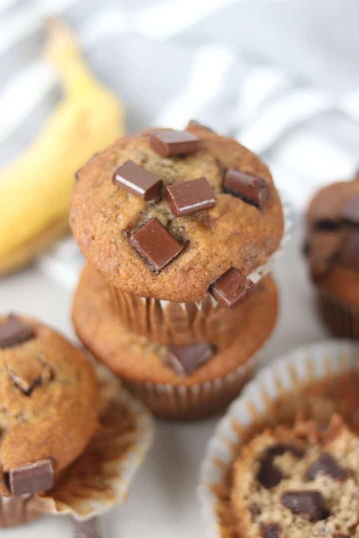 Bakery Style Banana Muffins With Chocolate Chips - BAKED By Blair