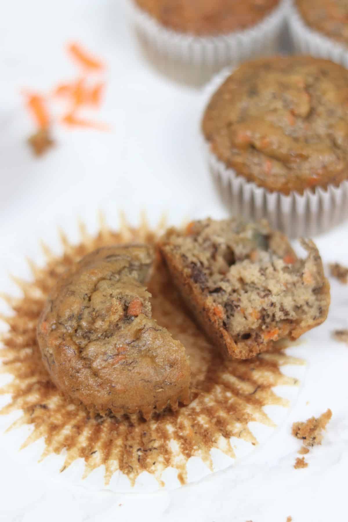 a plate of carrot banana muffins