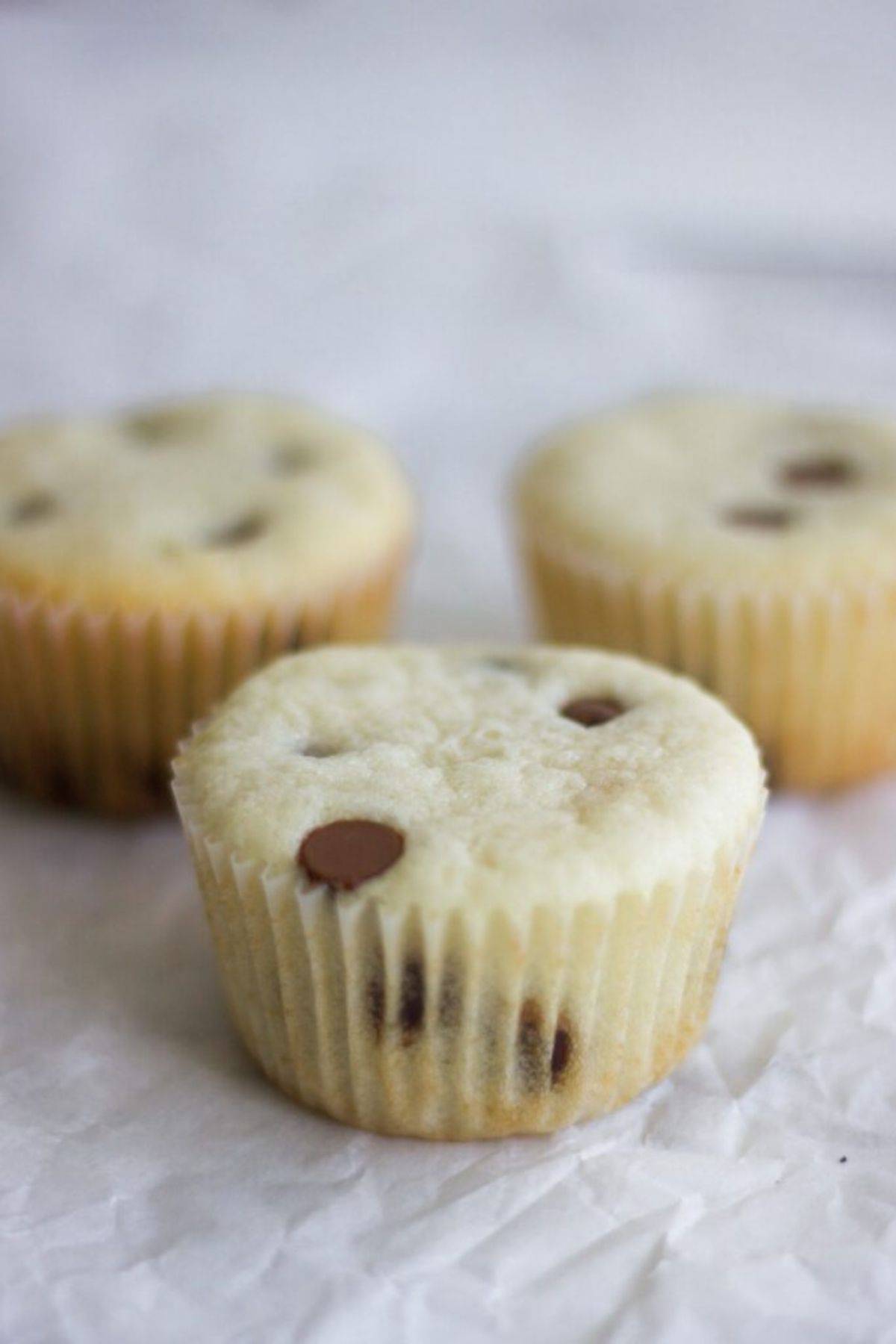 image of not frosted chocolate chip cupcakes