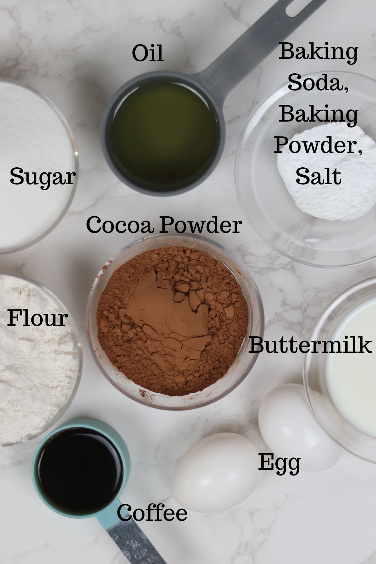 image of ingredients needed to make chocolate cake